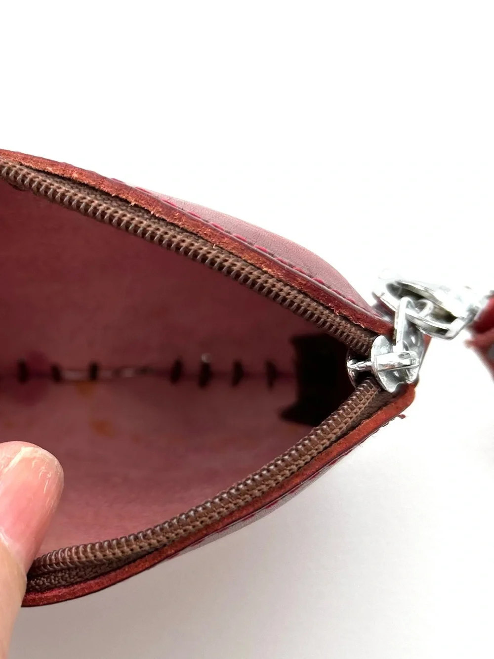 Art Genuine Leather Burgundy Bunny Wristlet Wallet Clutch for keys, cards, coins